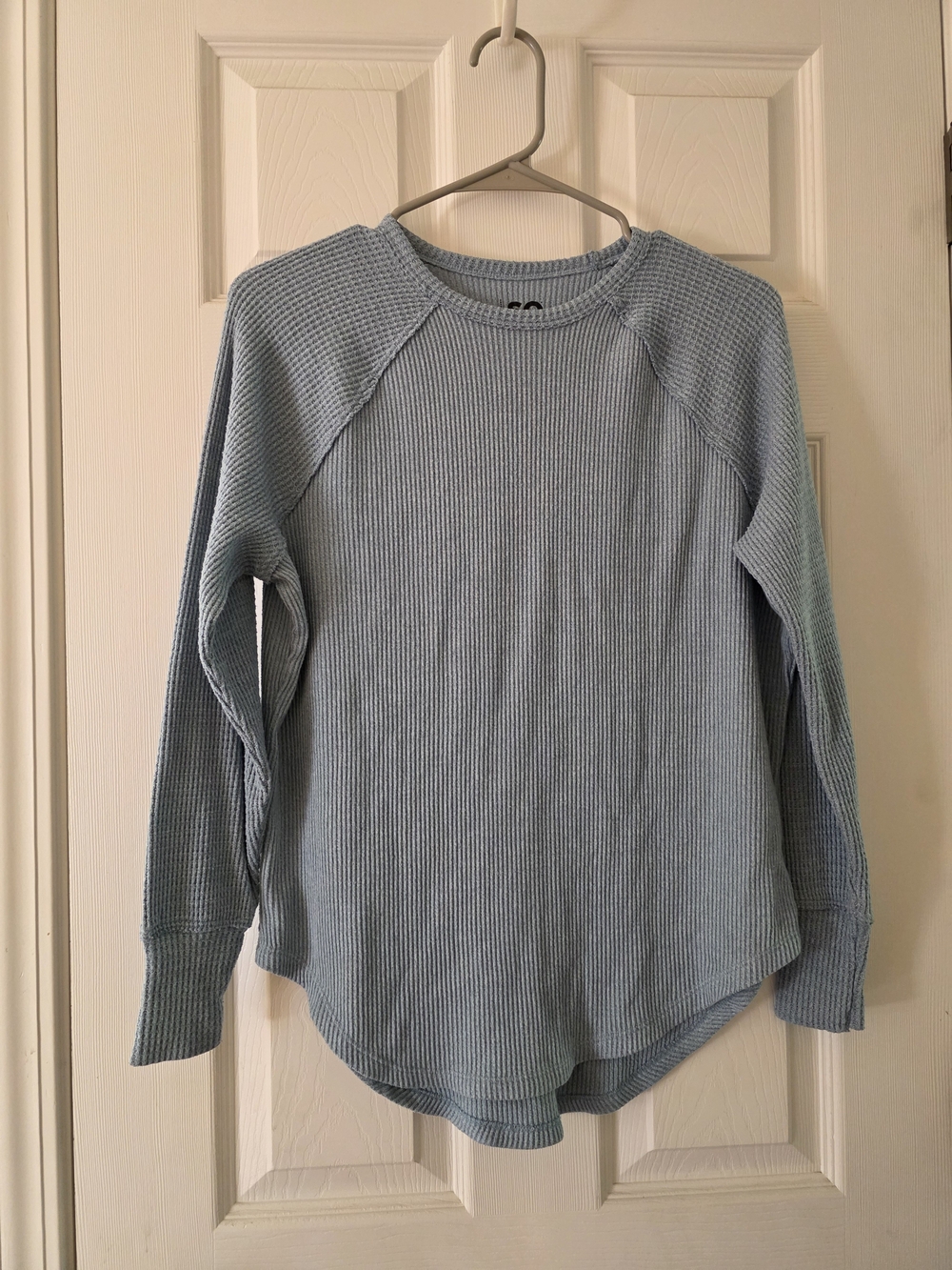 SO Light Blue Waffle Knit Crewneck Sweater